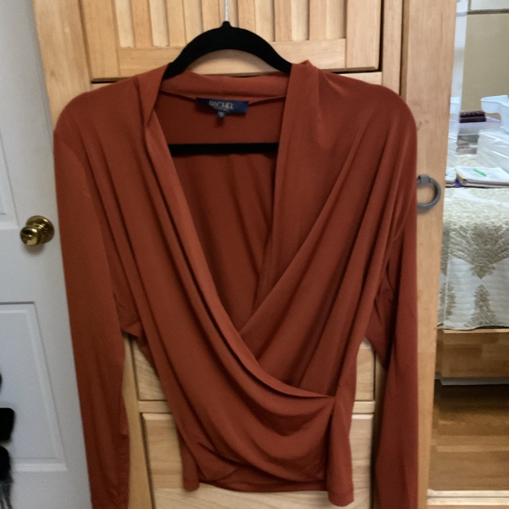 RACHEL Rachel Roy Terracotta Wrap Blouse